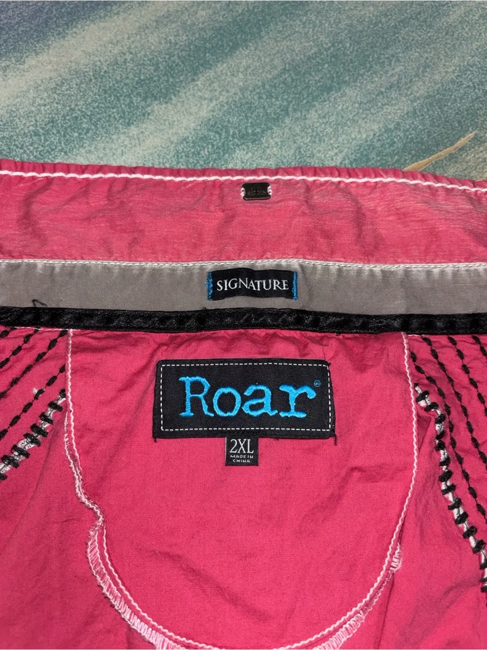 Roar Buckle deuce Jr stretch Men's shirt Embroidered‎ Button-Up size 2XL